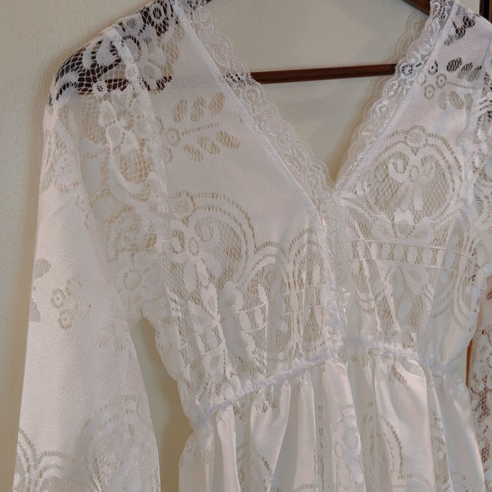 White Lace Dress Bell Sleeved - Engagement Photoshoot Dress - SHEIN Lace Dress